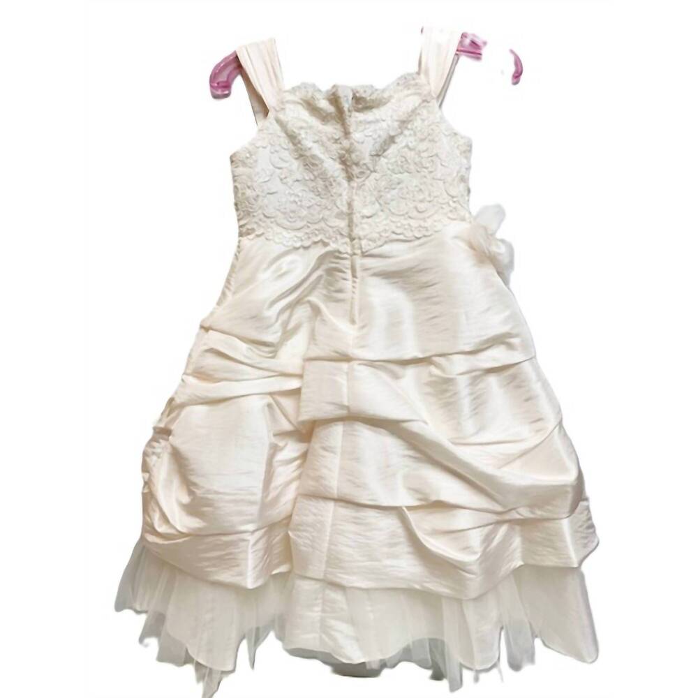 NEW JOAN CALABRESE girls fancy satin beaded embroidery dress in ivory